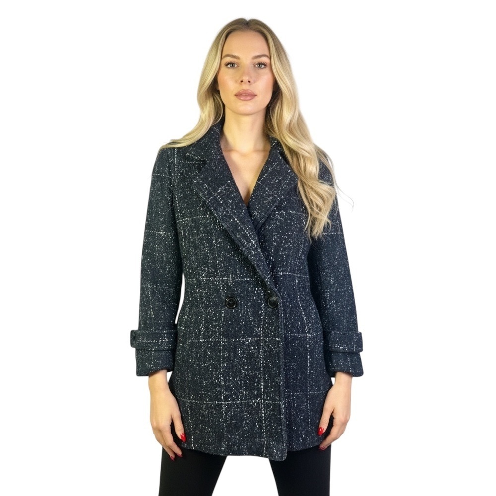 SARIL BLUE WOOL TRENCH COAT VINTAGE SINGLE BREAST VINTAGE COAT WOMEN SIZE 8